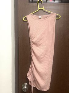 Ribbed Pink Mini Dress