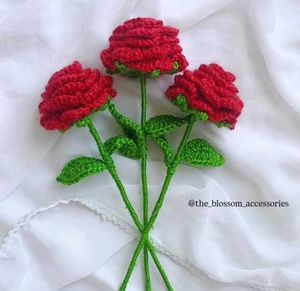 Crochet Red Roses Bouquet