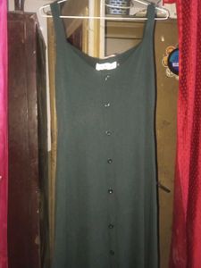 Olive Green Button-Down Midi Dress