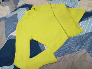 Neon Green Cropped Turtleneck
