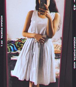 White Blue Striped Dress