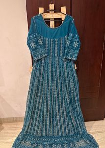 beautiful Lucknowi embroidered long Ethnic Gown