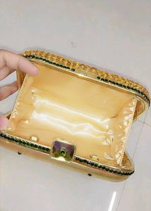 Gold Rhinestone Evening Clutch