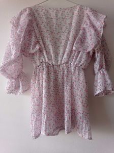 Clinched Waist Top For Summers (Floral Print)