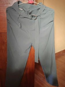 Stylish Olive Green Belted Trousers