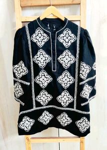 Embroidered Black LongTop Size-38-40