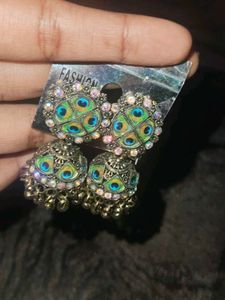 Peacock Jhumka Earrings