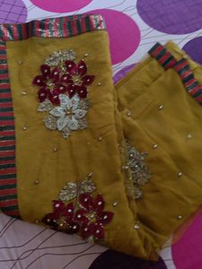 Half -2  Brown Golden Saree With Blouse