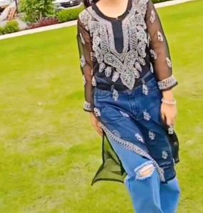 Embroidered Black Kurta