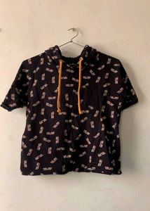 Printed Short Sleeve Hoodie