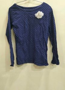 Blue Polka Dot Long Sleeve Top