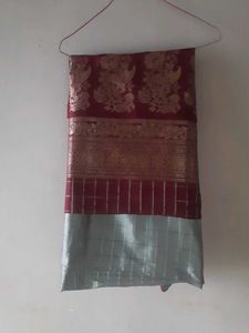 Elegant pattu saree without blouse