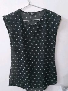 Star Print Sheer Top