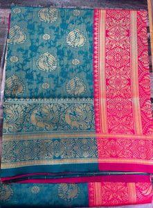 Teal Blue Banarasi Silk Saree