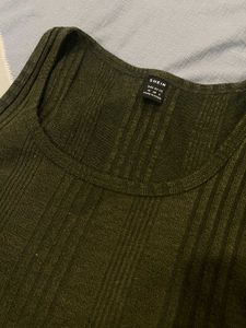 Shein Olive Green Ribbed Top