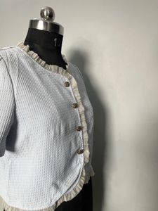 Ruffled Blue Cardigan