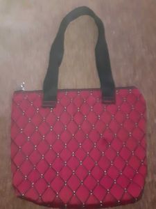 Red Quilted Tote Bag New Without Tag.