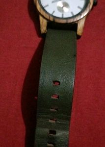 Leather Hampton Tense Wooden Watch