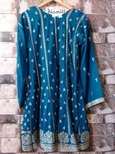 Teal Embroidered Kurta Set