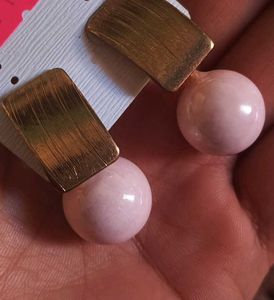 Golden Pink Pearl Stud