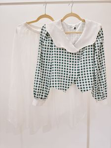 VINTAGE Green Checkered Skirt Set