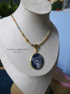 Angel Clay Pendant Beaded Necklace