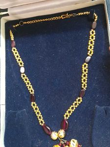 Purple &amp; Gold Beaded Necklace and Bangle Set