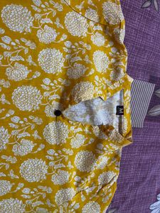 Vibrant Yellow Floral Tunic Short Kurti