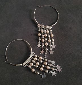 Star Dangle Hoop Earrings