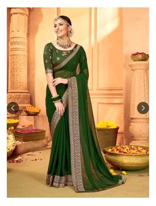 Mitera Elegant Green Georgette Saree