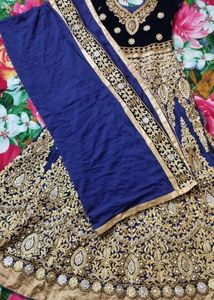 Elegant Blue &amp; Gold Lehenga