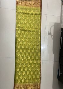 Beautiful Silk Saree - Pista Green + Maroon