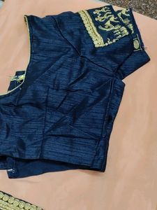 Heavy Border Pink With Dark Blue Blouse