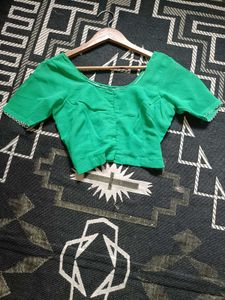 Green embroidered saree with blouse