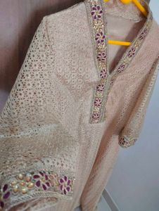 Elegant Beige Embroidered Kurti