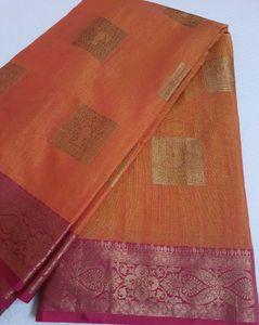 New ORANGE BANARASI SILK SAREE