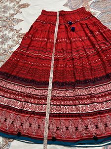 Boho Chic Red Patterned Skirt