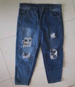 Blue Denim Ripped Jeans