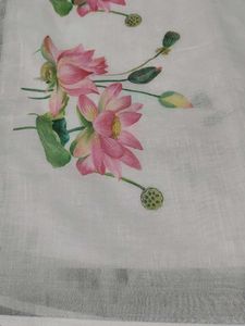 white linen saree