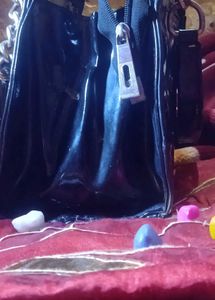 Black Handbag with Chain Detail