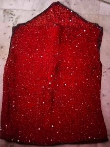 Red Sequin Embellished Top