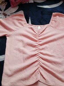 Cute Peach Flutter Sleeve Top
