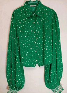 Very Beautiful Polka Dot Green Top
