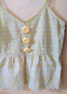 Cute Green Embroidered Tank Top