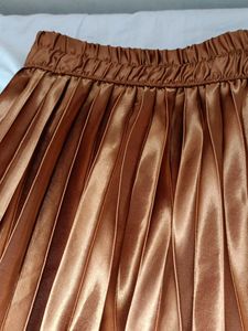 Brown Satin Long Skirt