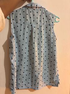 Sleeveless Polka Dot Blouse