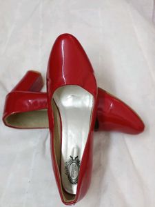 Classic Red Block Heel Pumps by ShoeTopia