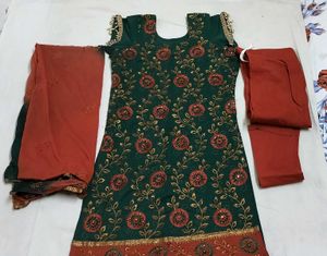 Green Embroidered Kurta Set