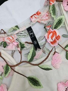 Floral Embroidered Mesh Top