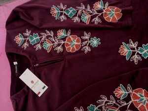 Elegant Embroidered Velvet Tunic Top